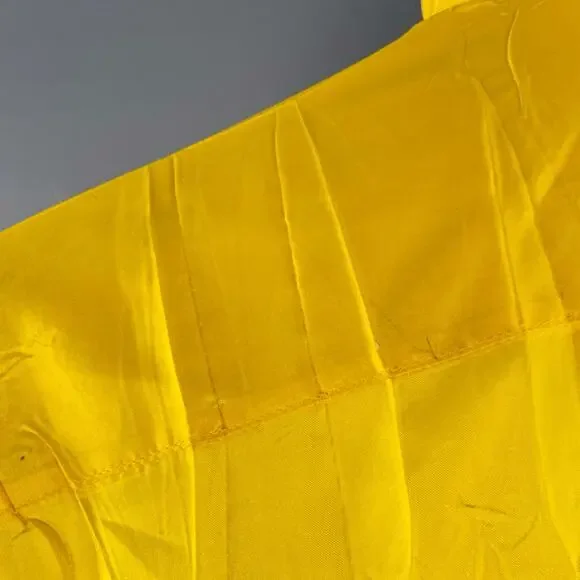 XS Yellow Wrinkled Polyester Nehru Collar Oversized Long Sleeve Shirt
